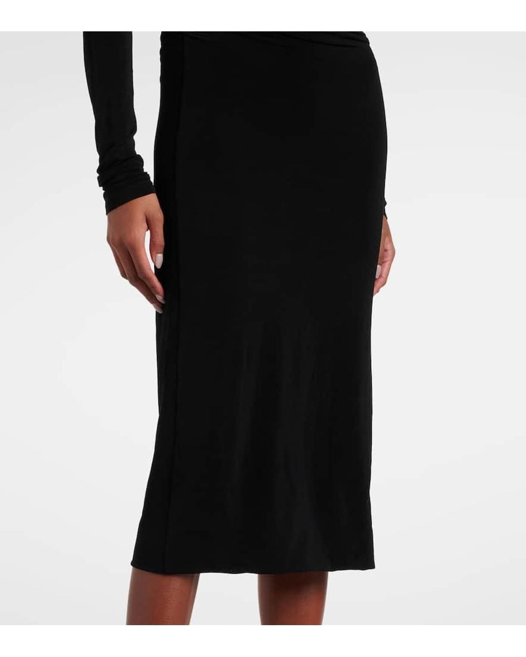 Vestido Midi De Punto Con Espalda Drapeada Saint Laurent de color Black