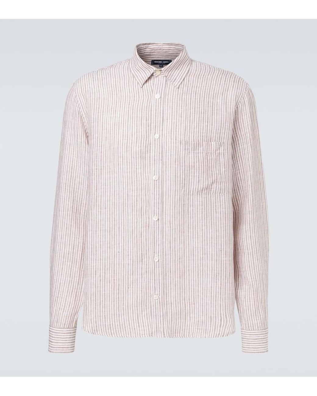 Frescobol Carioca Pink Telles Striped Linen Shirt for men
