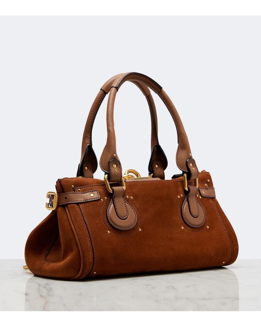 Chloé Brown Paddington Suede Shoulder Bag