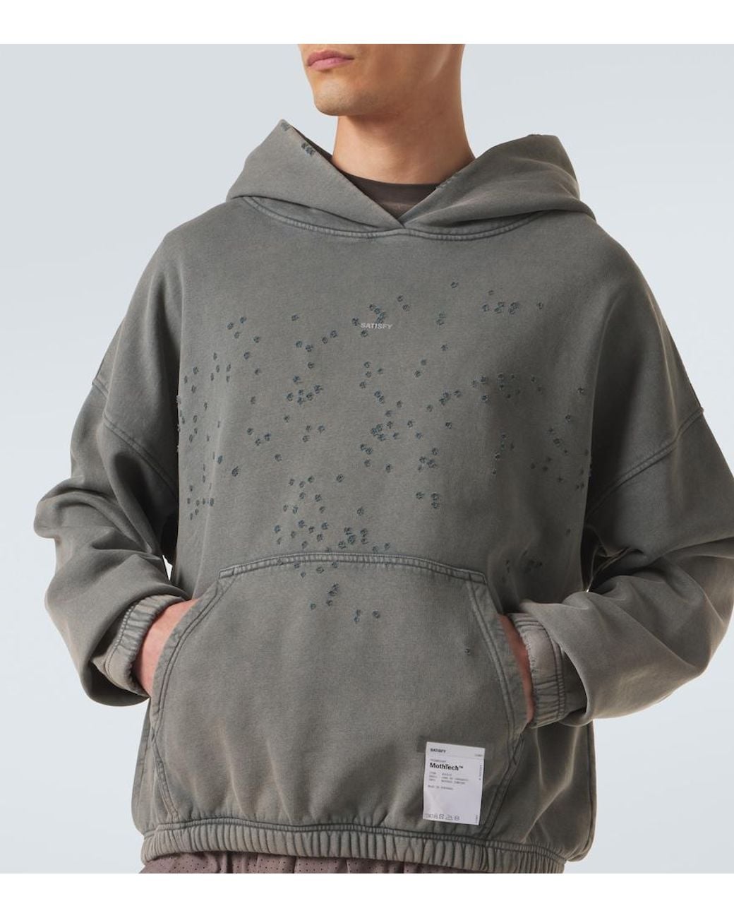 Satisfy Gray Mothtech Cotton Hoodie for men
