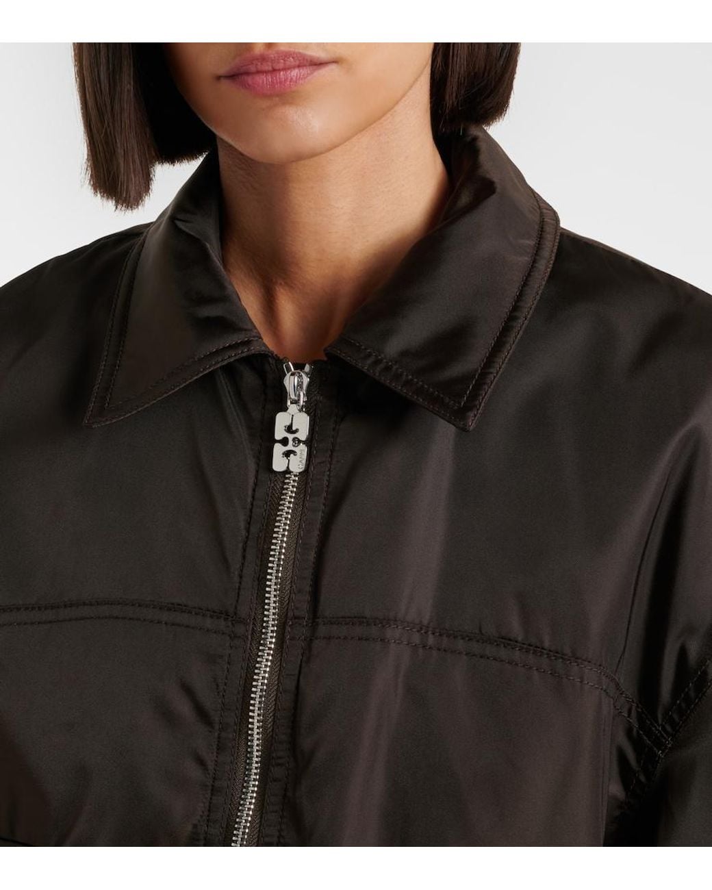 Ganni Brown Duchess Bomber Jacket