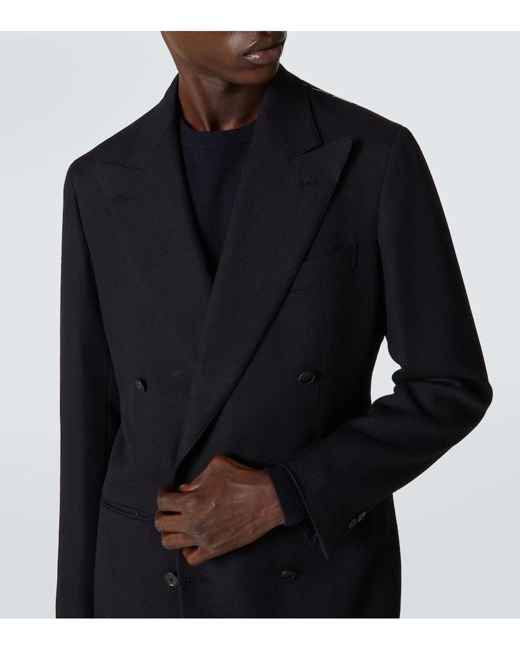 Saman Amel Blue Wool Twill Blazer for men