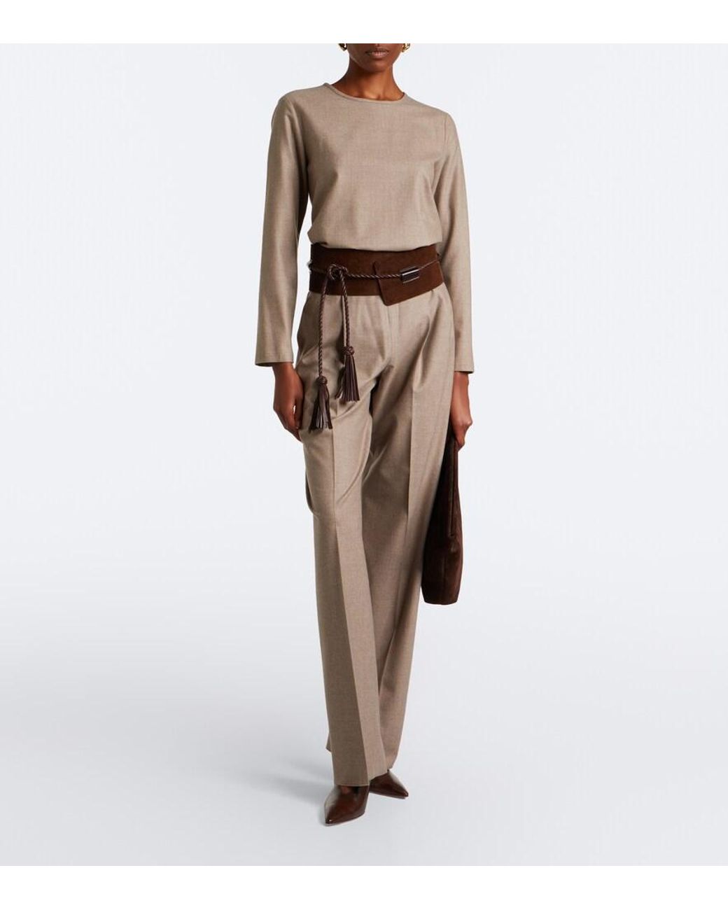 Max Mara Brown Cashmere-Blend Top