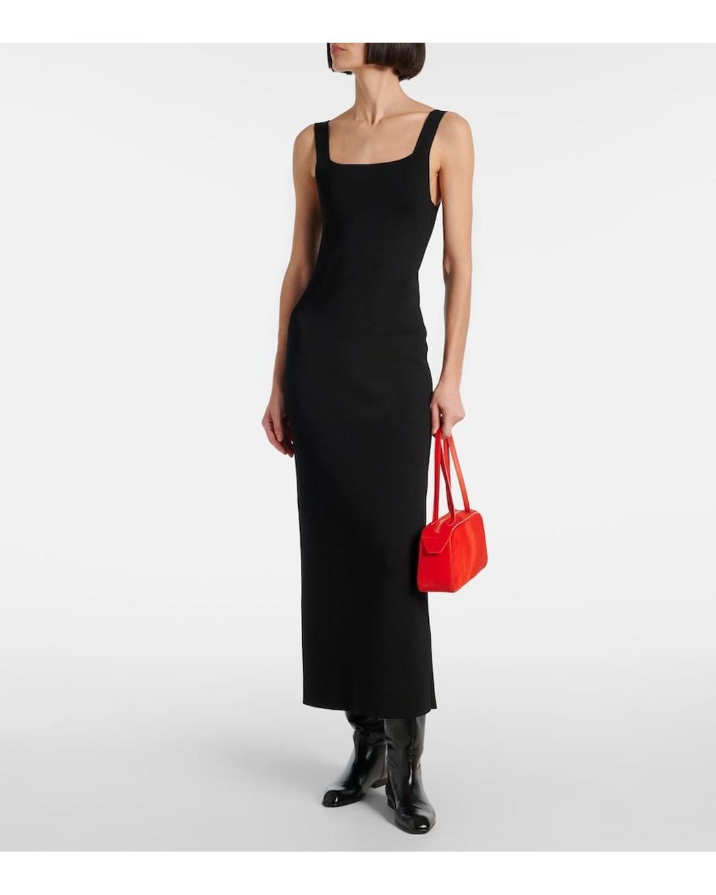 Khaite Black Dixi Knitted Midi Dress