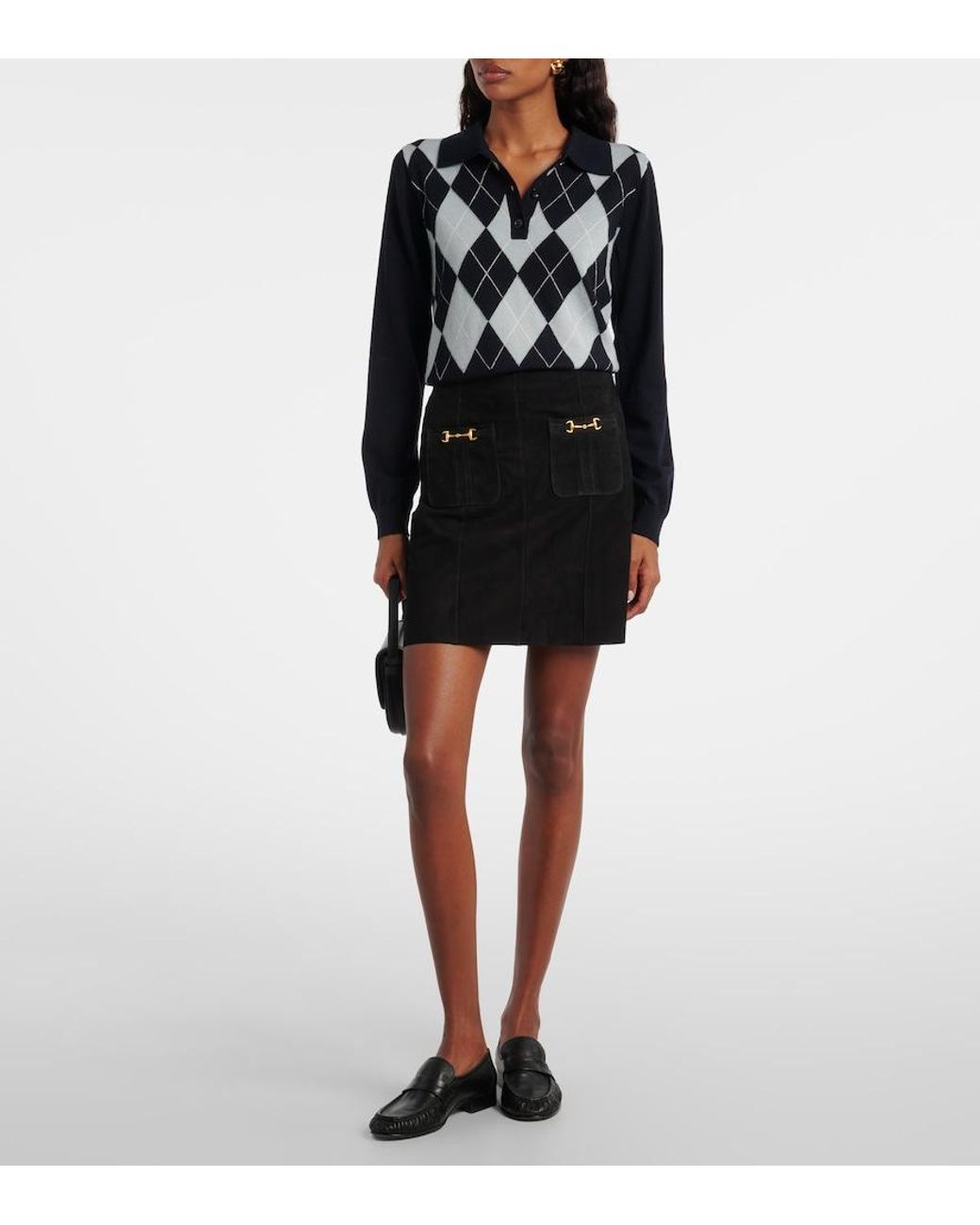Rixo Black Wiley Suede Miniskirt