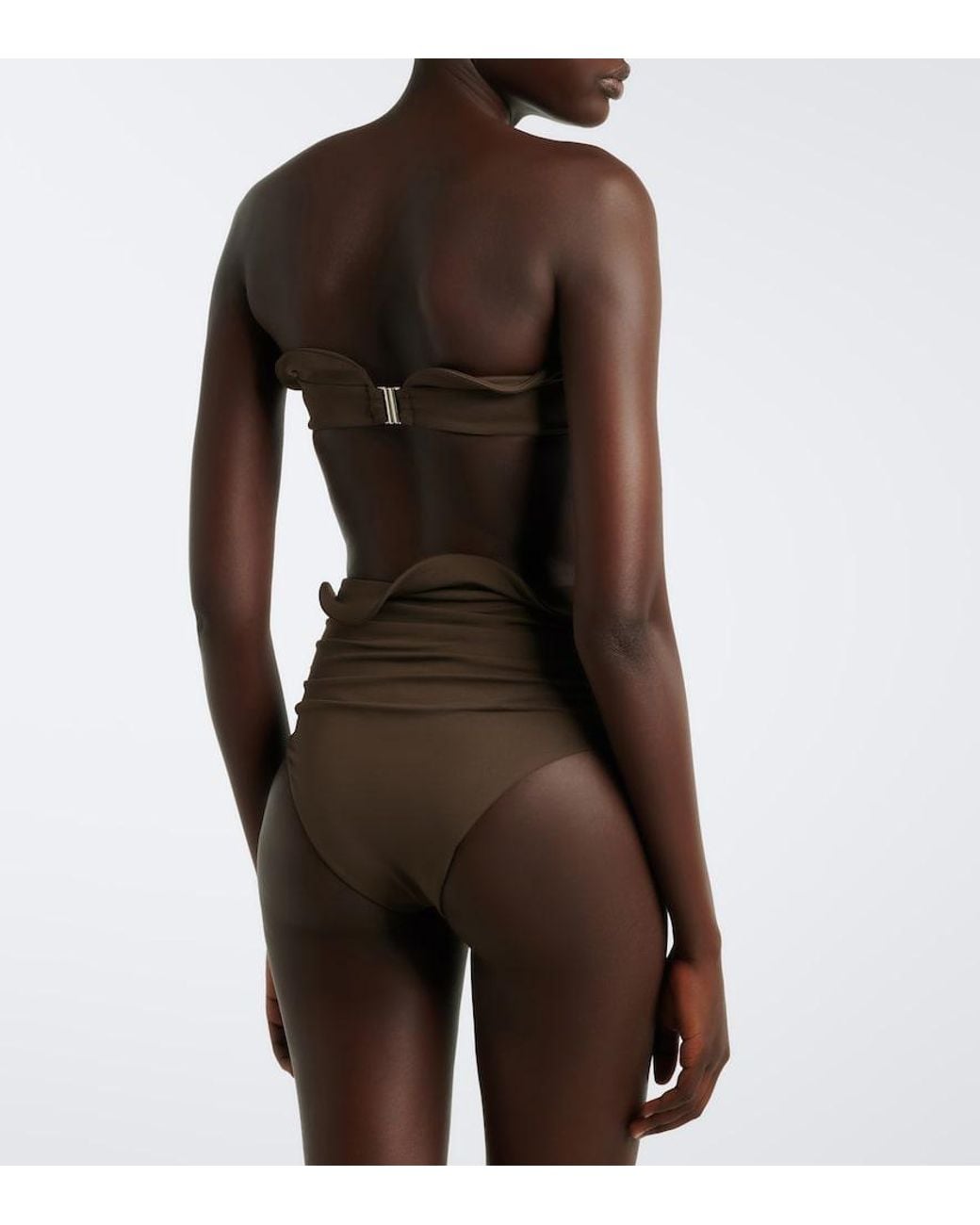 Magda Butrym Brown Floral-Applique Bikini Bottoms