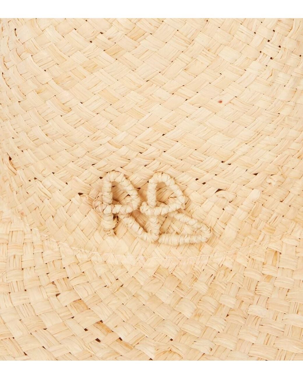 Ruslan Baginskiy White Logo Faux Pearl-Embellished Straw Fedora