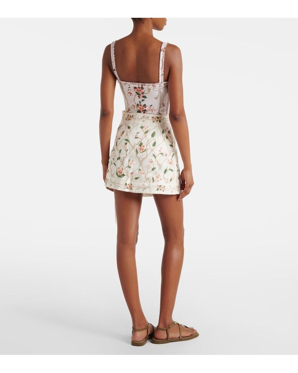 Agua Bendita White Luna Printed Linen Beach Cover-Up