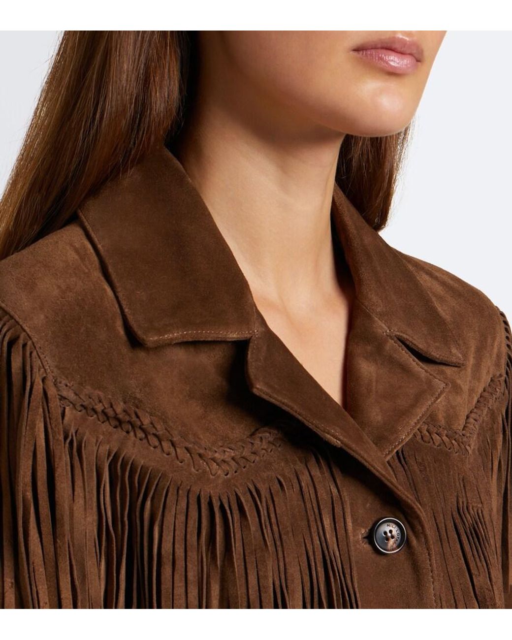 Nili Lotan Brown Eloi Fringed Suede Jacket