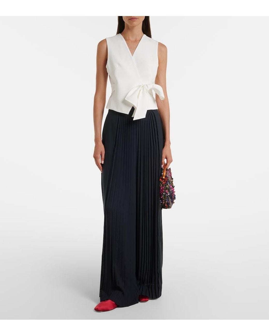 Max Mara White Draped Cady Vest