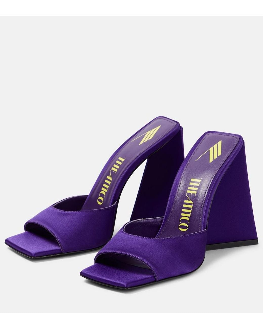 The Attico Purple Devon Satin Mules