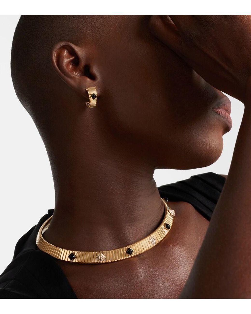 BVLGARI Metallic Tubogas 18Kt Earrings With Onyx