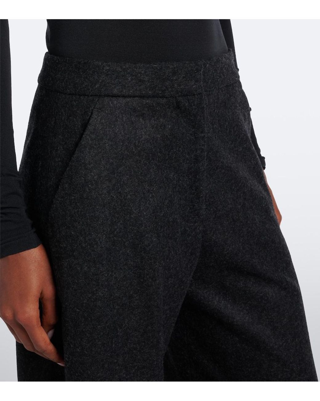 Alaïa Black Virgin Wool Barrel-Leg Pants