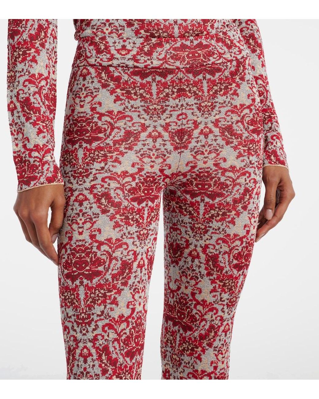 Rabanne Red Paisley Straight Pants