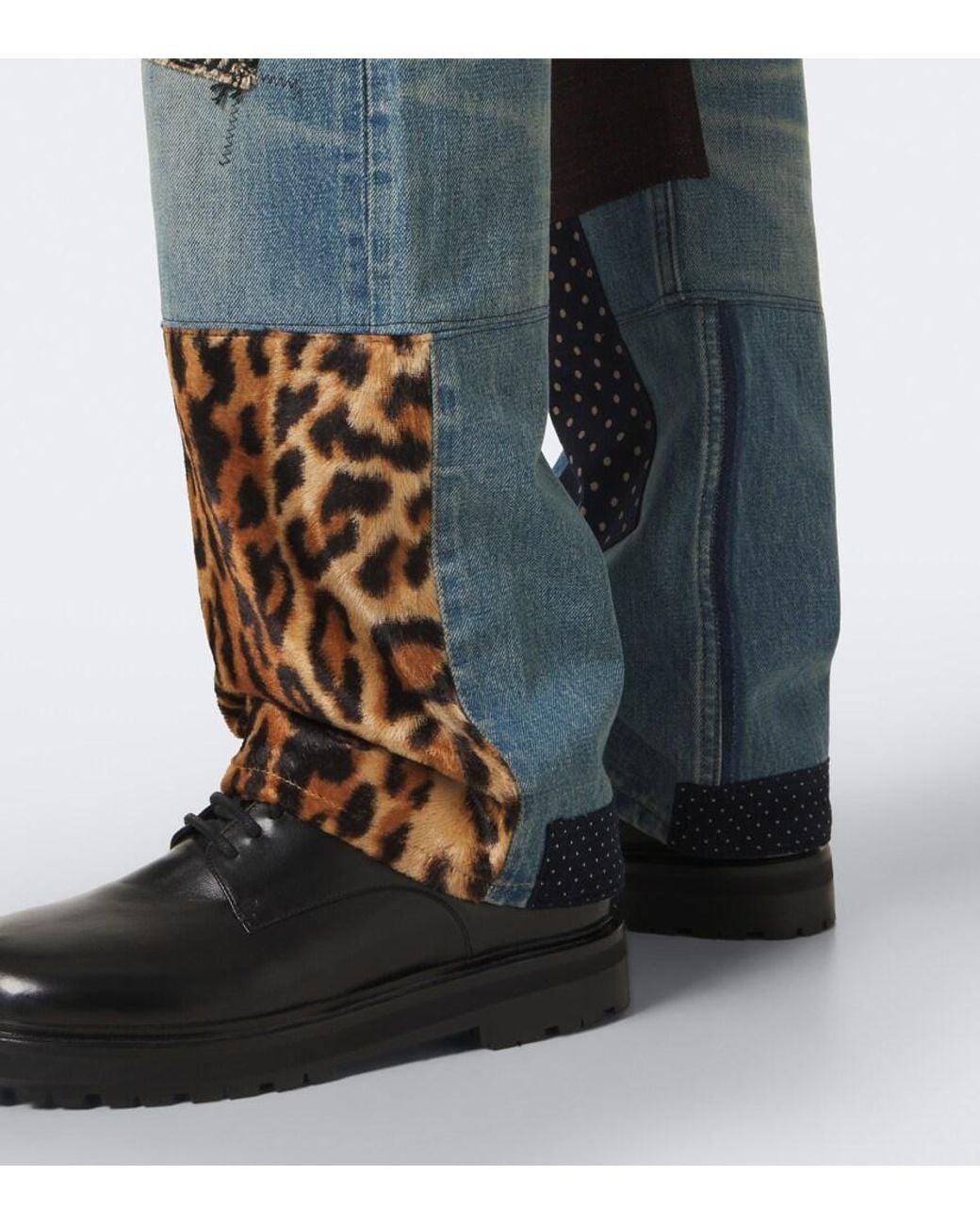 Junya Watanabe Blue Patchwork Straight Jeans for men