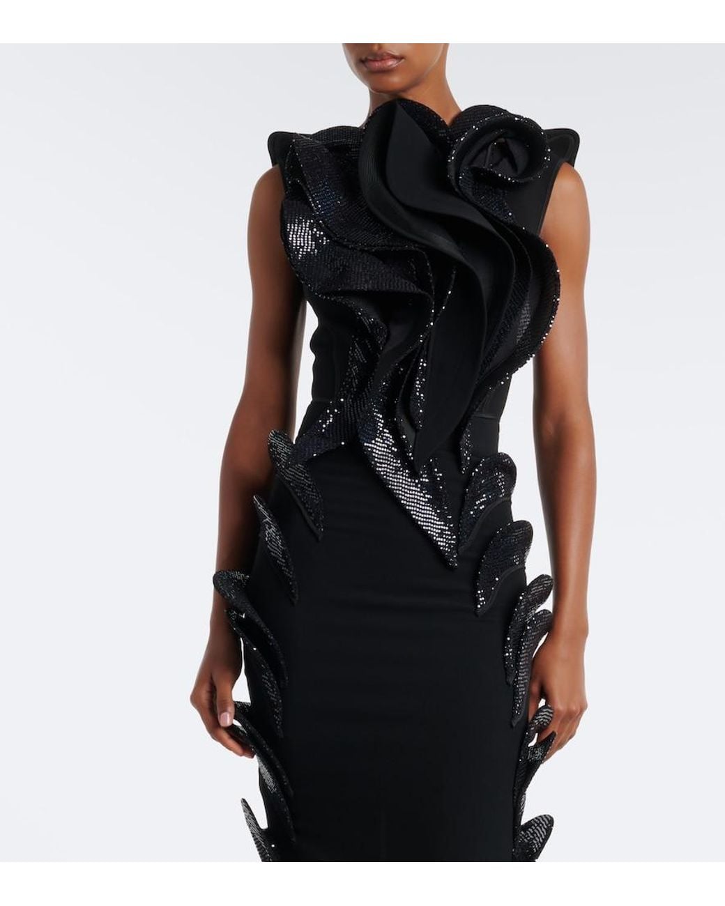 Maticevski Black Lavish Sequined Top