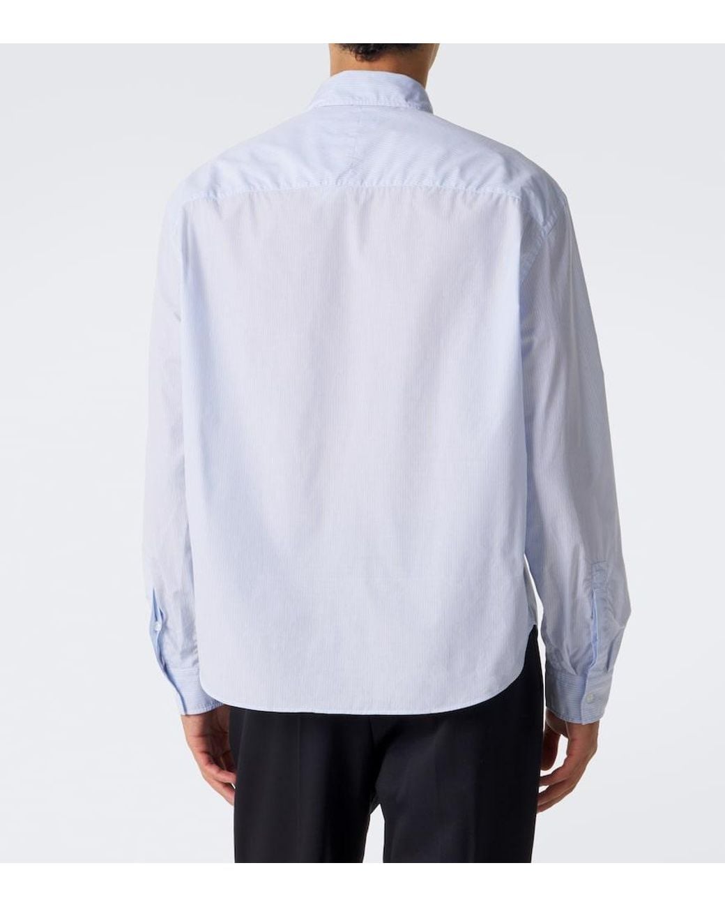 Lardini Blue Striped Cotton Poplin Shirt for men