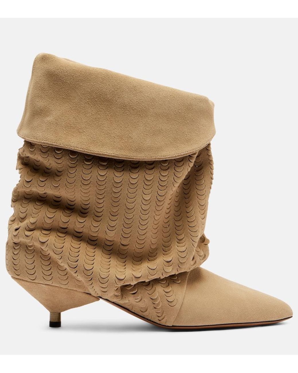 Isabel Marant Natural Edrik 45 Perforated Suede Ankle Boots