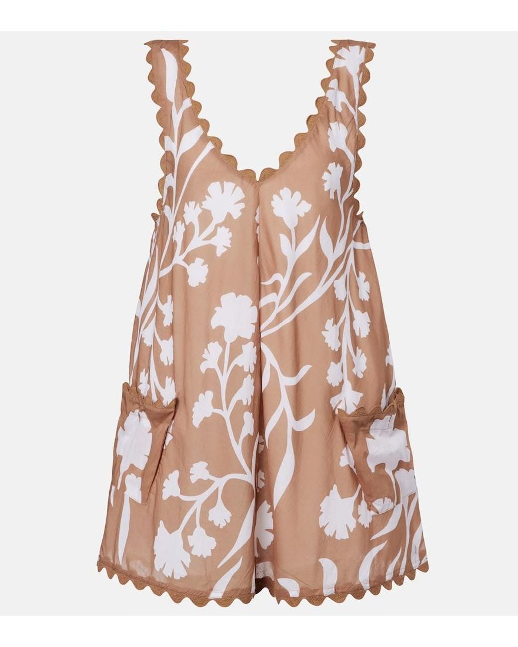 Juliet Dunn Pink Floral Scalloped Cotton Minidress