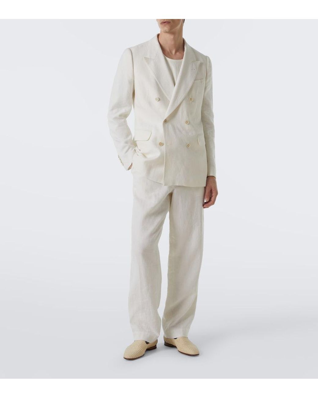 Manolo Blahnik White Mario Leather-Trimmed Raffia-Effect Loafers for men