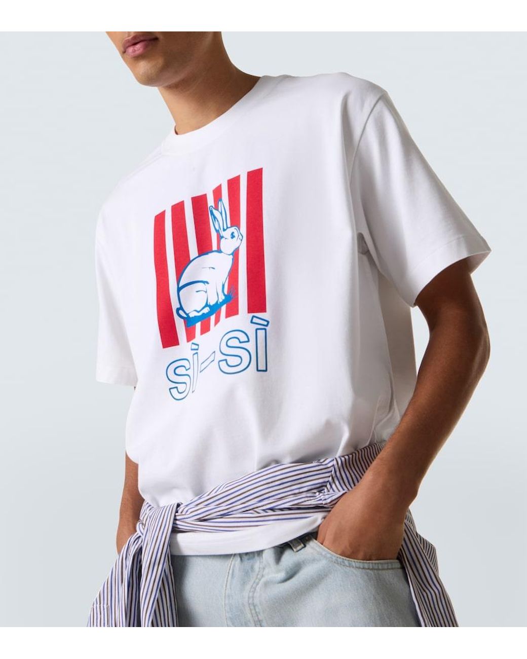 Bottega Veneta White Printed Cotton Jersey T-Shirt for men