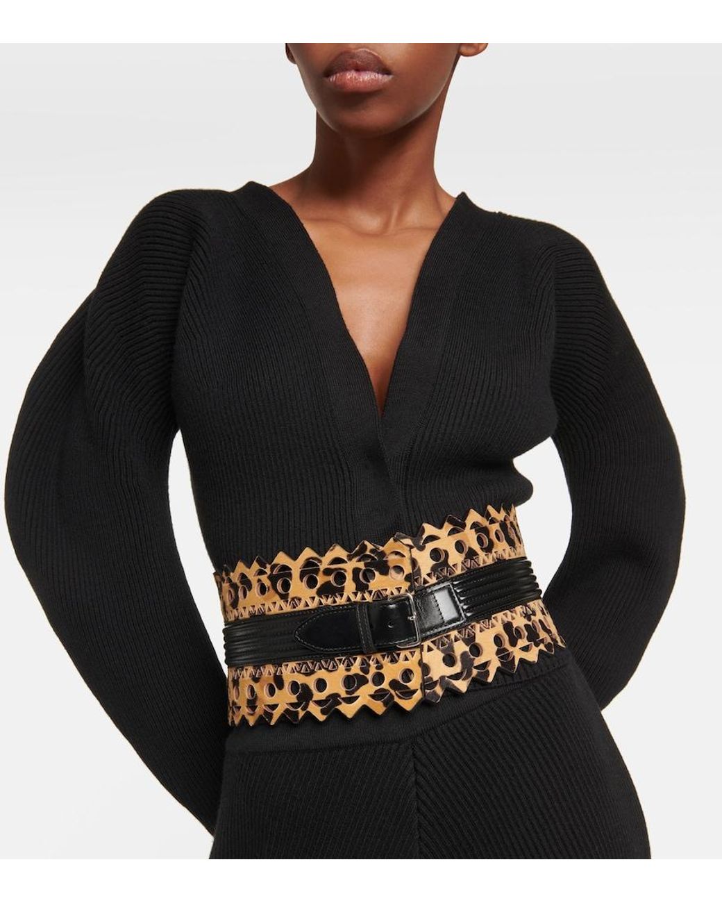 Alaïa Metallic Small Leather Corset Belt
