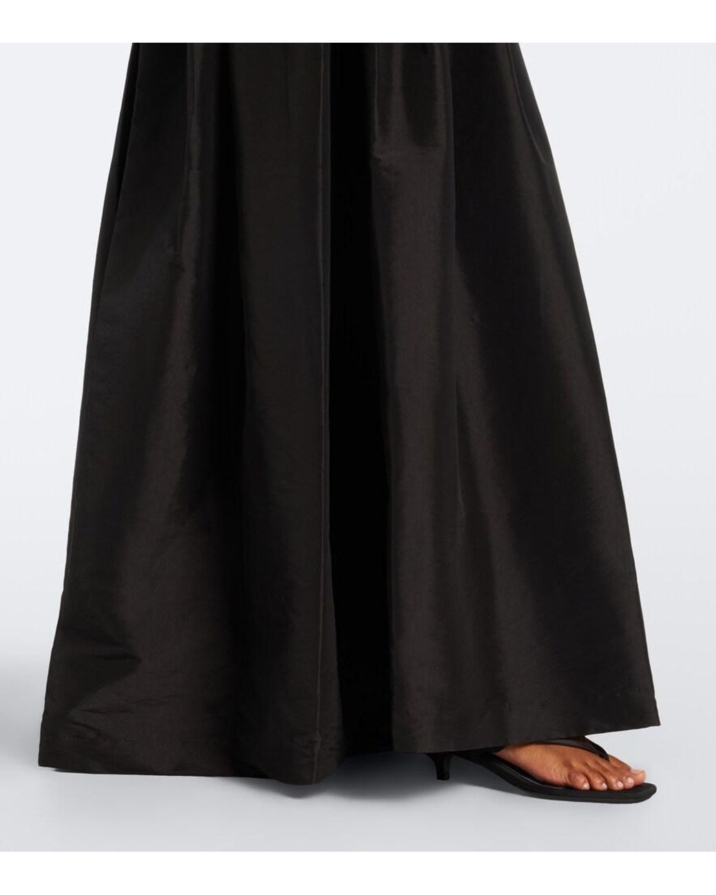 Jonathan Simkhai Black Julisse Bow-Detail Pleated Taffeta Gown