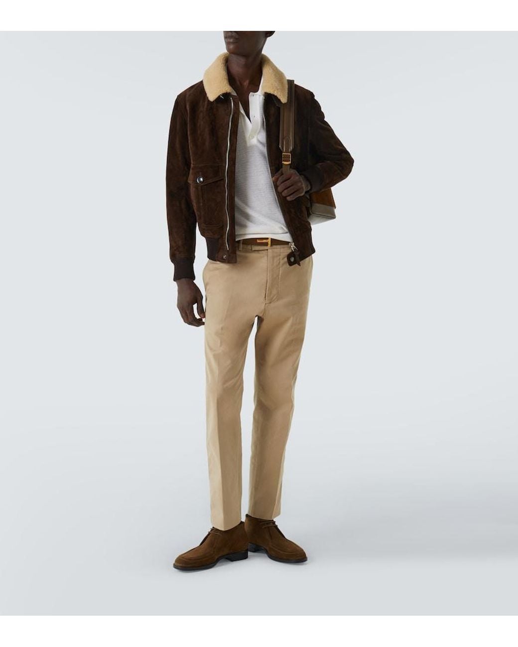 Tom Ford White Wool Polo Sweater for men