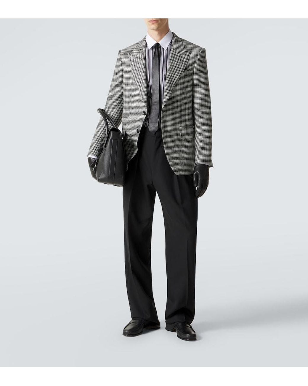 Tom Ford Gray Checked Wool-Blend Suit Jacket for men