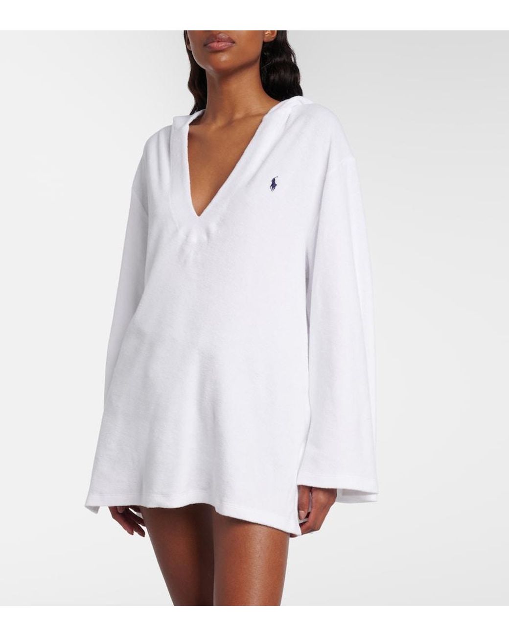 Polo Ralph Lauren White Cotton Terry Beach Cover-Up