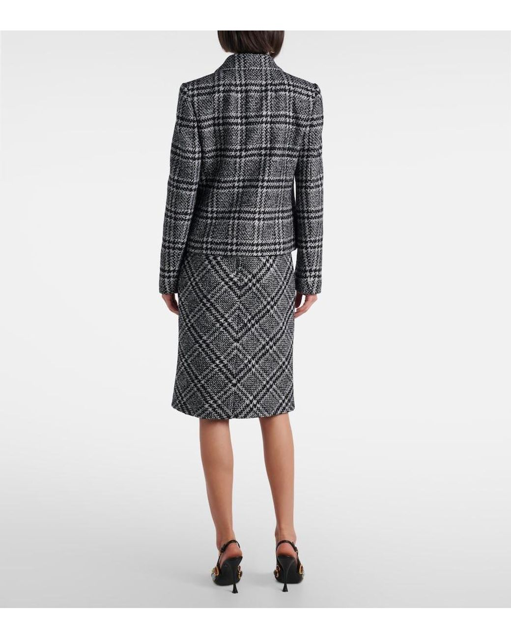 Dolce & Gabbana Black Checked Wool, Silk, And Llama-Blend Jacket
