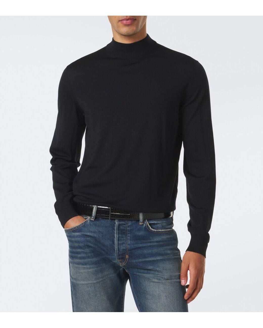Tom Ford Black Wool Turtleneck Sweater for men