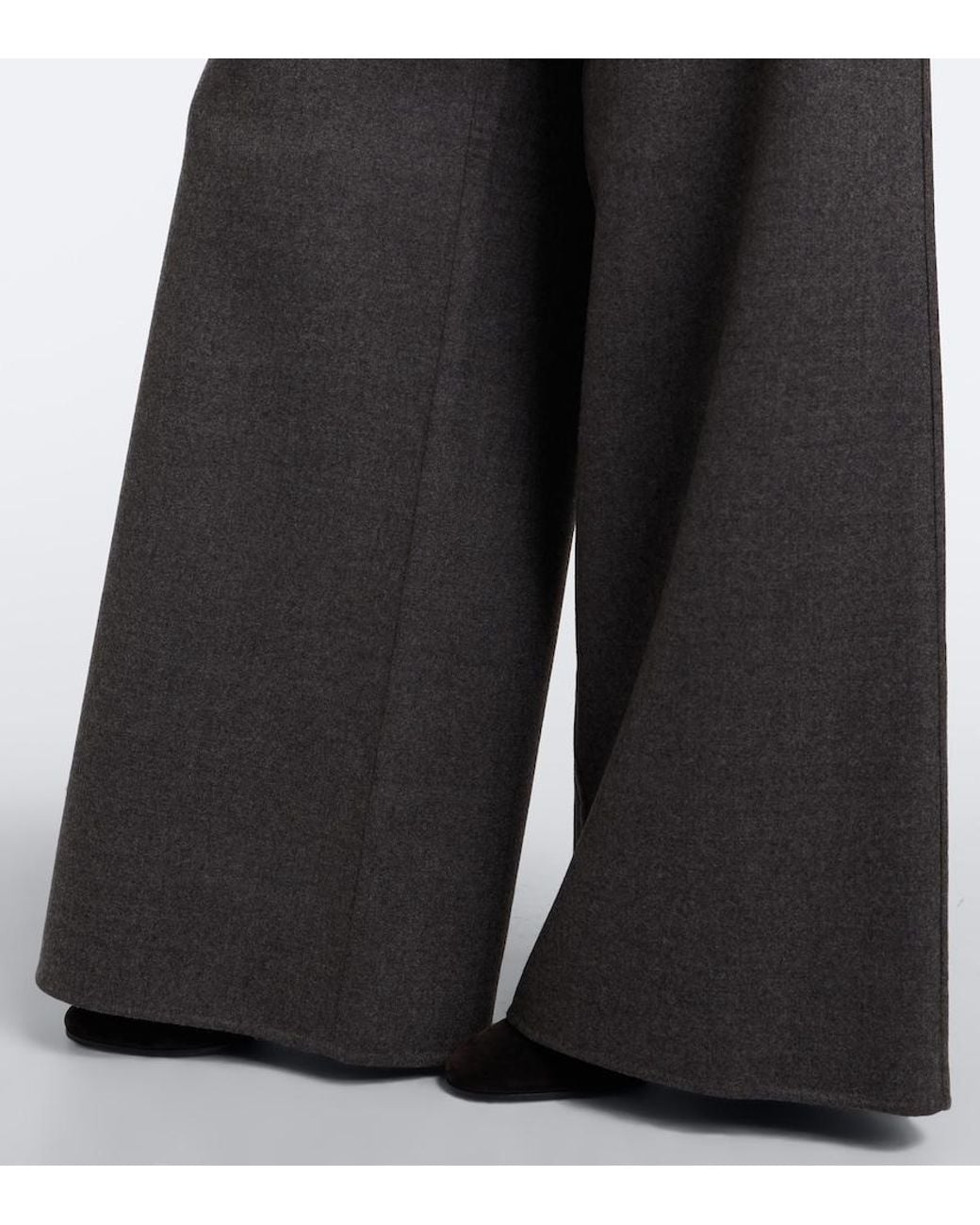 Max Mara Gray Virgin Wool Wide-Leg Pants