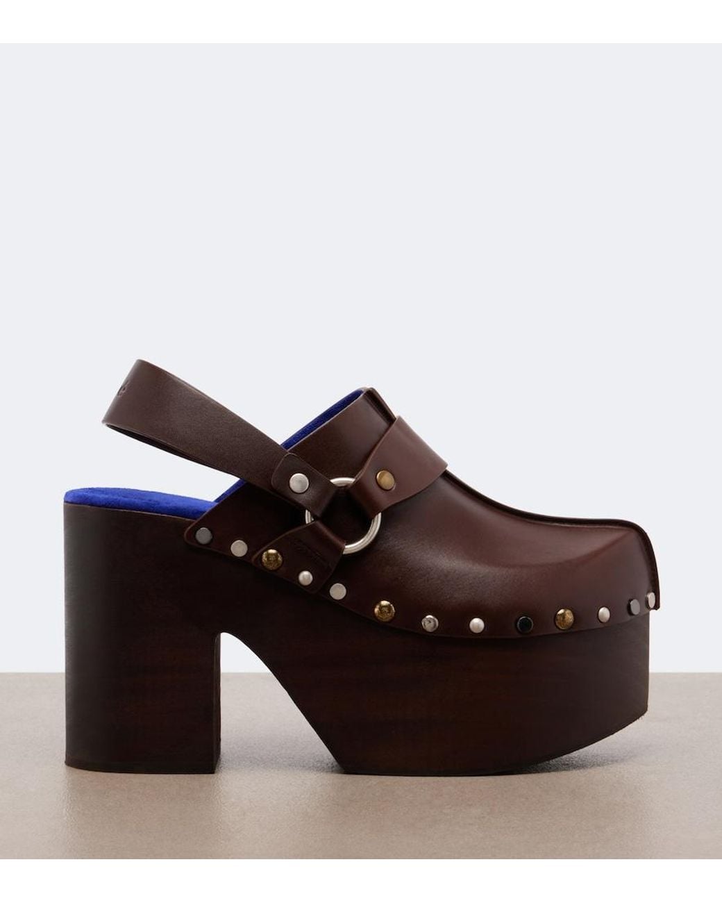 Chloé Brown Talis Leather Platform Clogs