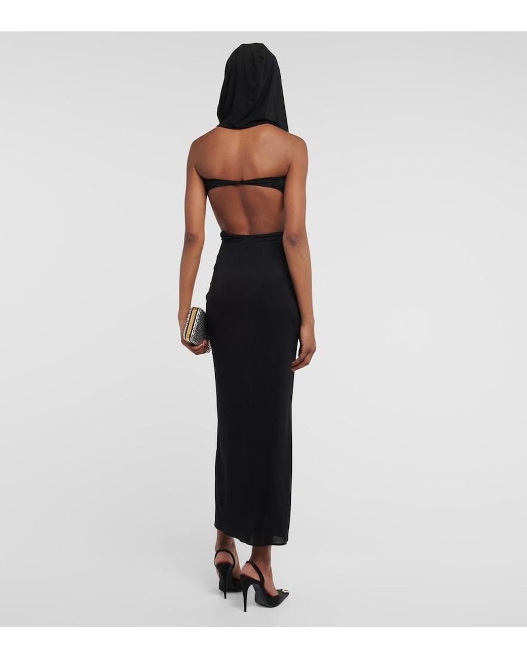 Magda Butrym Black Cut-Out Silk Maxi Dress