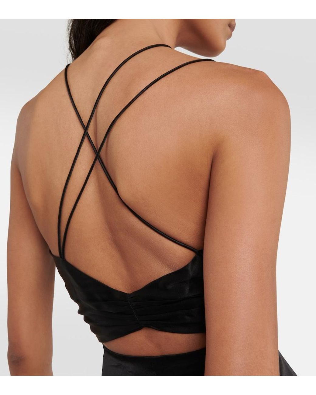 The Sei Black Asymmetrical Silk Satin Minidress