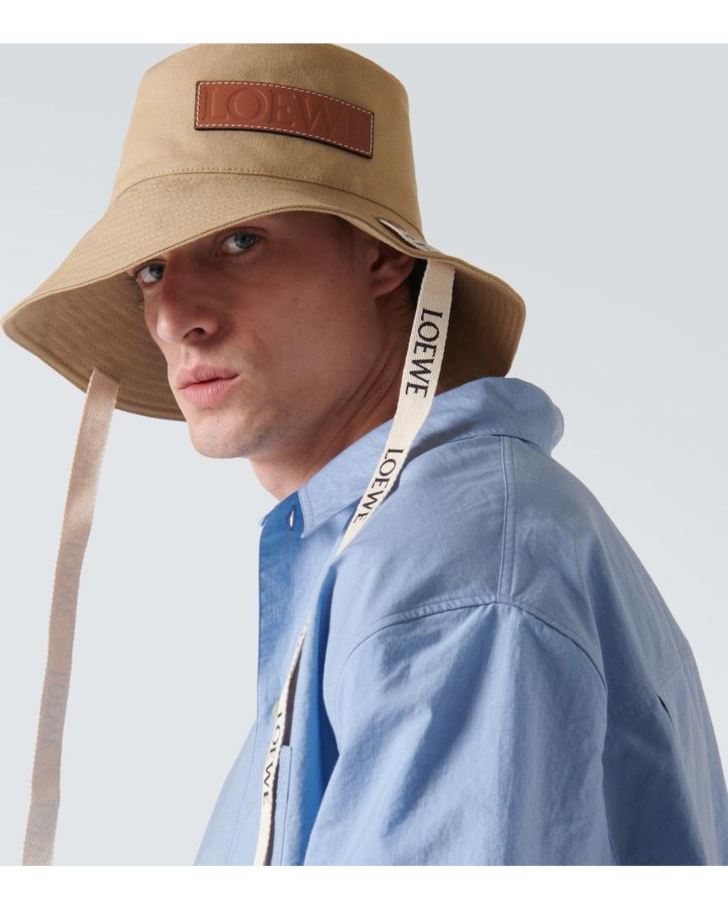 Loewe Paula's Ibiza Fisherman Canvas Bucket Hat in White for Men Loewe Paula's Ibiza Fisherman Canvas Bucket Hat in White for Men