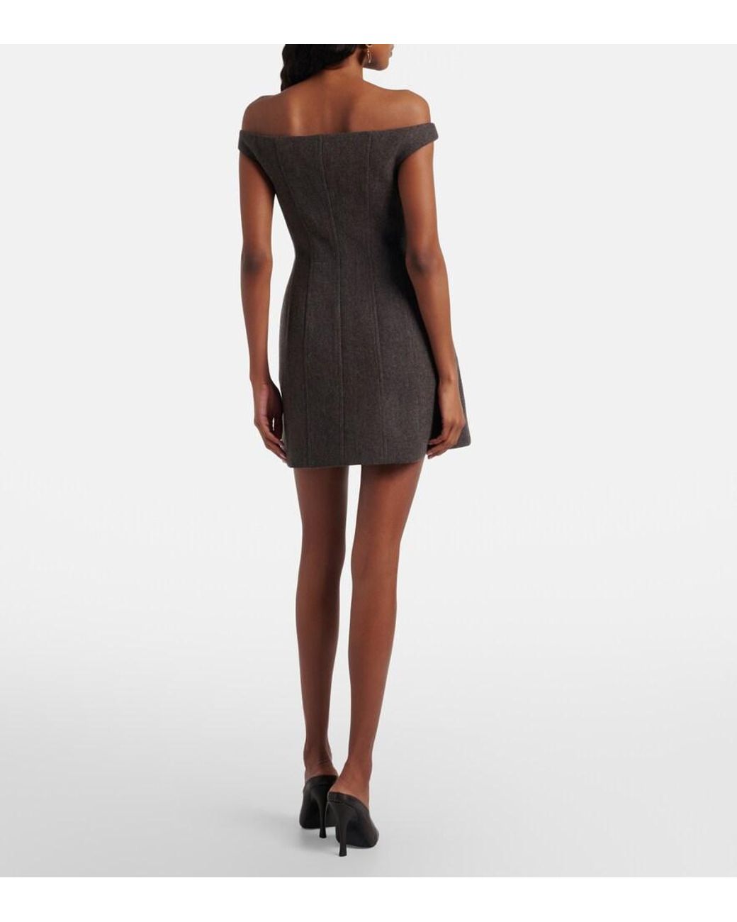 Self-Portrait Black Floral-Applique Off-Shoulder Minidress