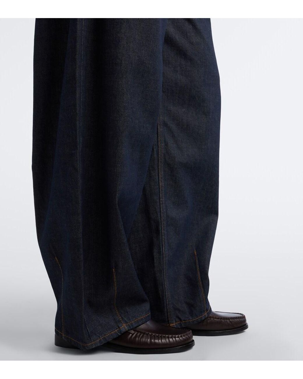 Ganni Blue Gathered Barrel-Leg Jeans