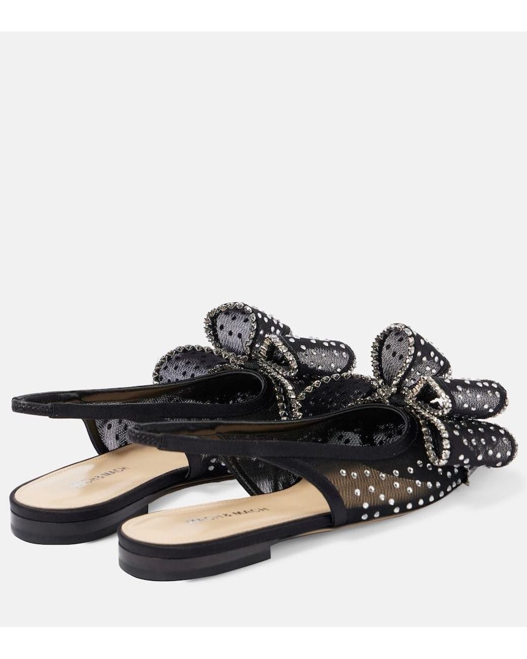 Mach & Mach Black Le Cadeau Mesh Slingback Flats