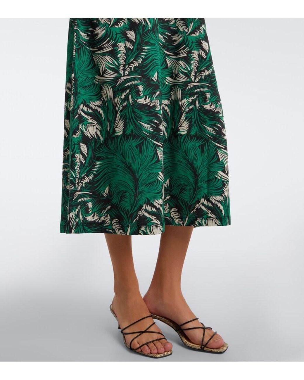 LaDoubleJ Green Sporty Swing Cotton Jersey Midi Dress
