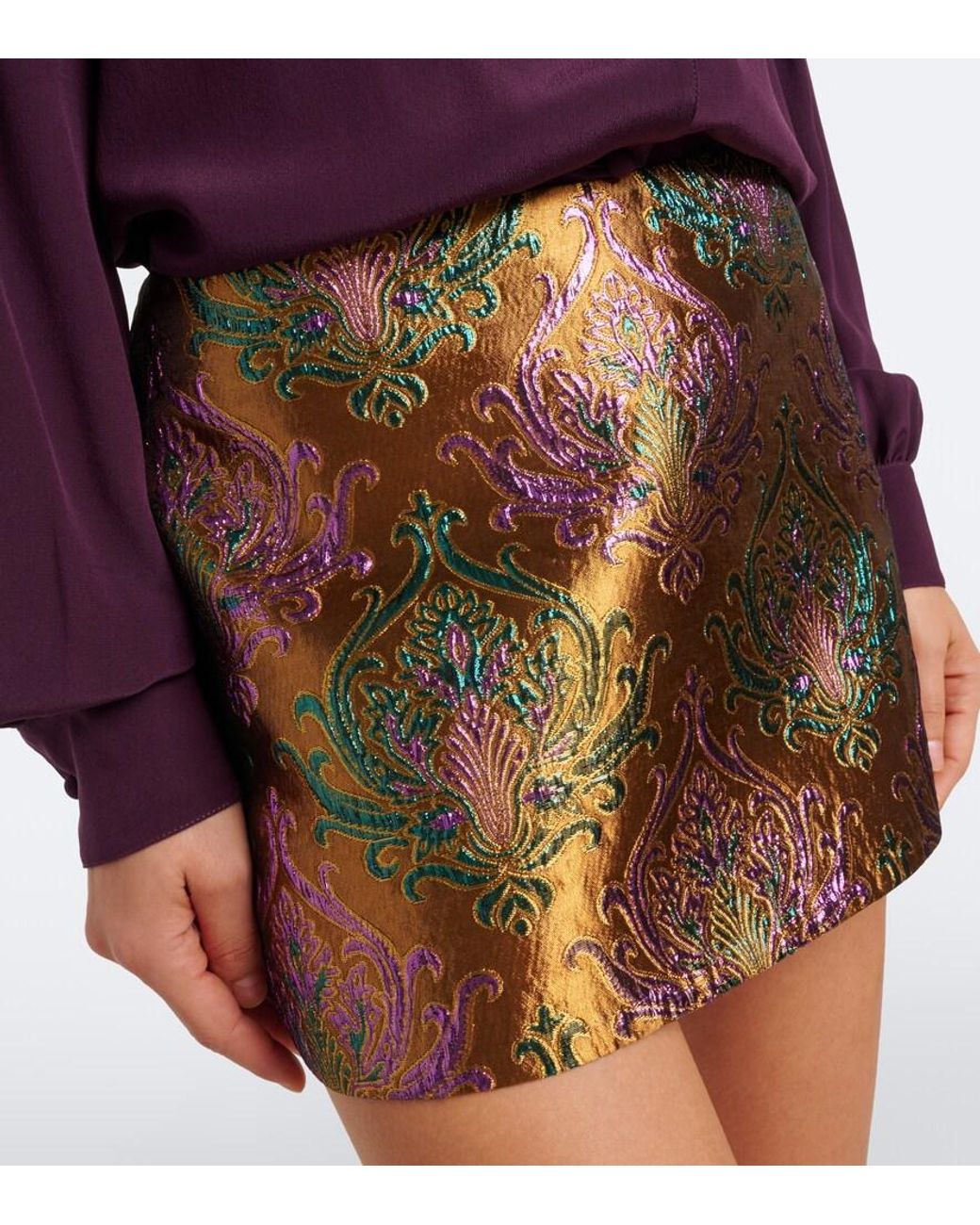 retroféte Multicolor Delphira Brocade Miniskirt