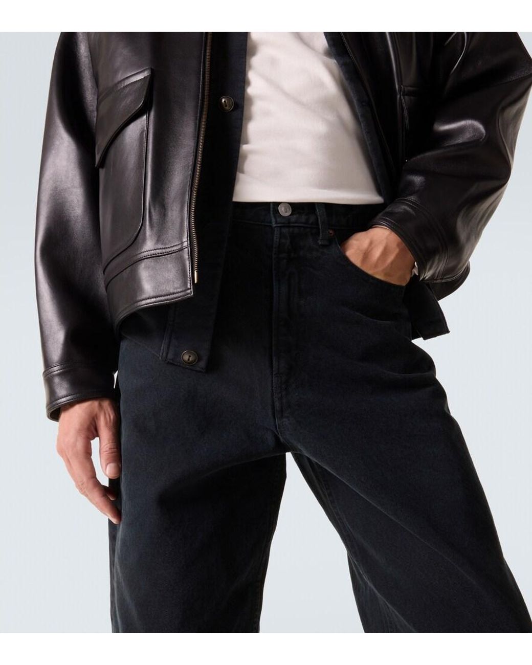 A.PRESSE Black High-Rise Wide-Leg Jeans for men