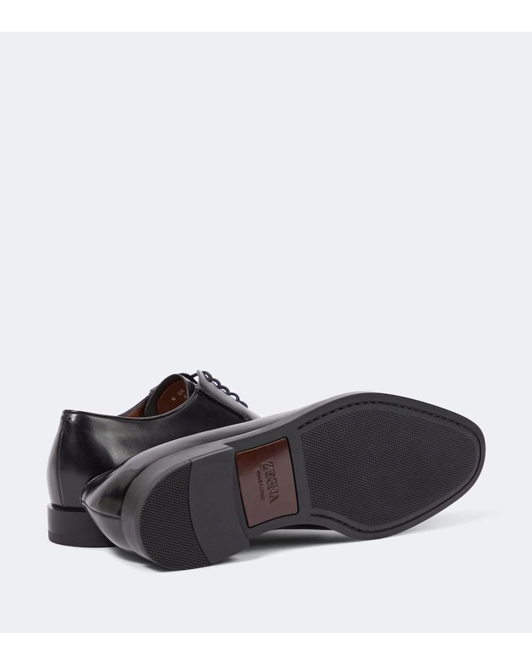 Zegna Black New Classic Flex Leather Derby Shoes for men