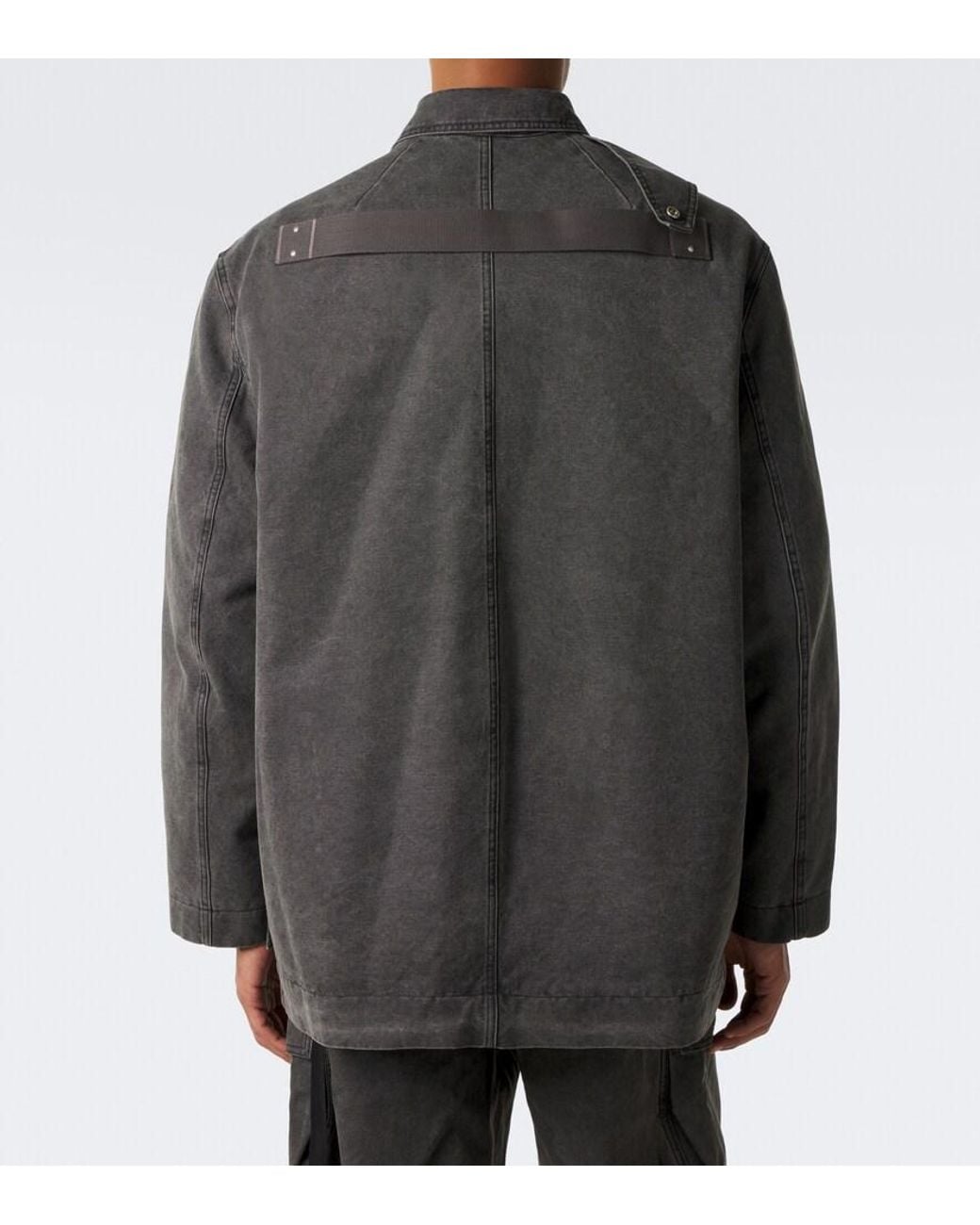 Rick Owens Gray Collared Mac Coated Cotton Canvas Jacket for men