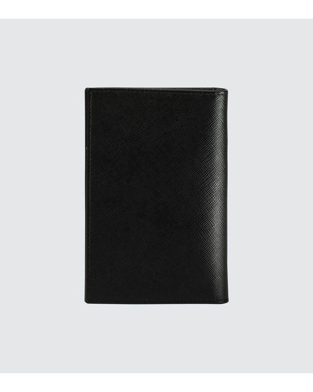 Prada Black Logo-Appliqué Passport Holder for men