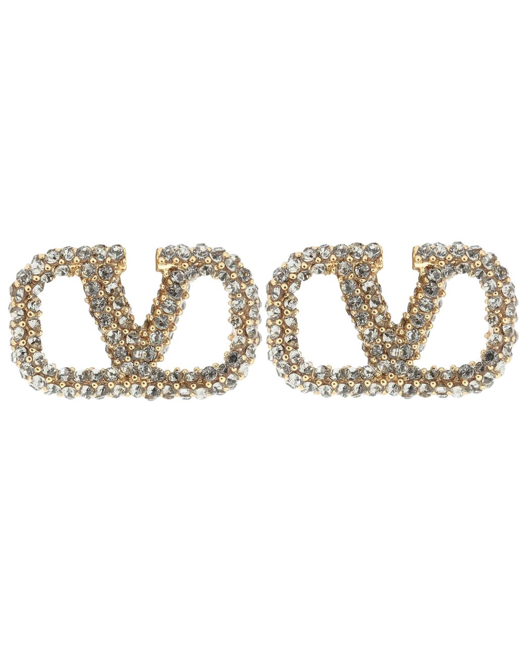 Valentino Garavani Vlogo Embellished Earrings in Gold (Metallic) - Lyst
