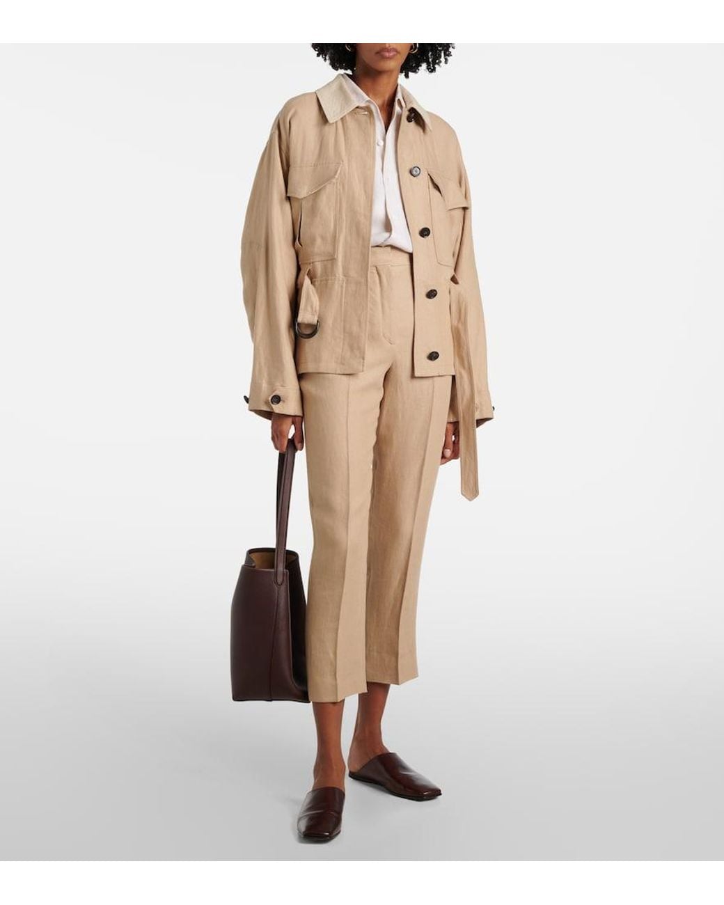 Loro Piana Natural Neo Derk Linen Crepe Straight Pants