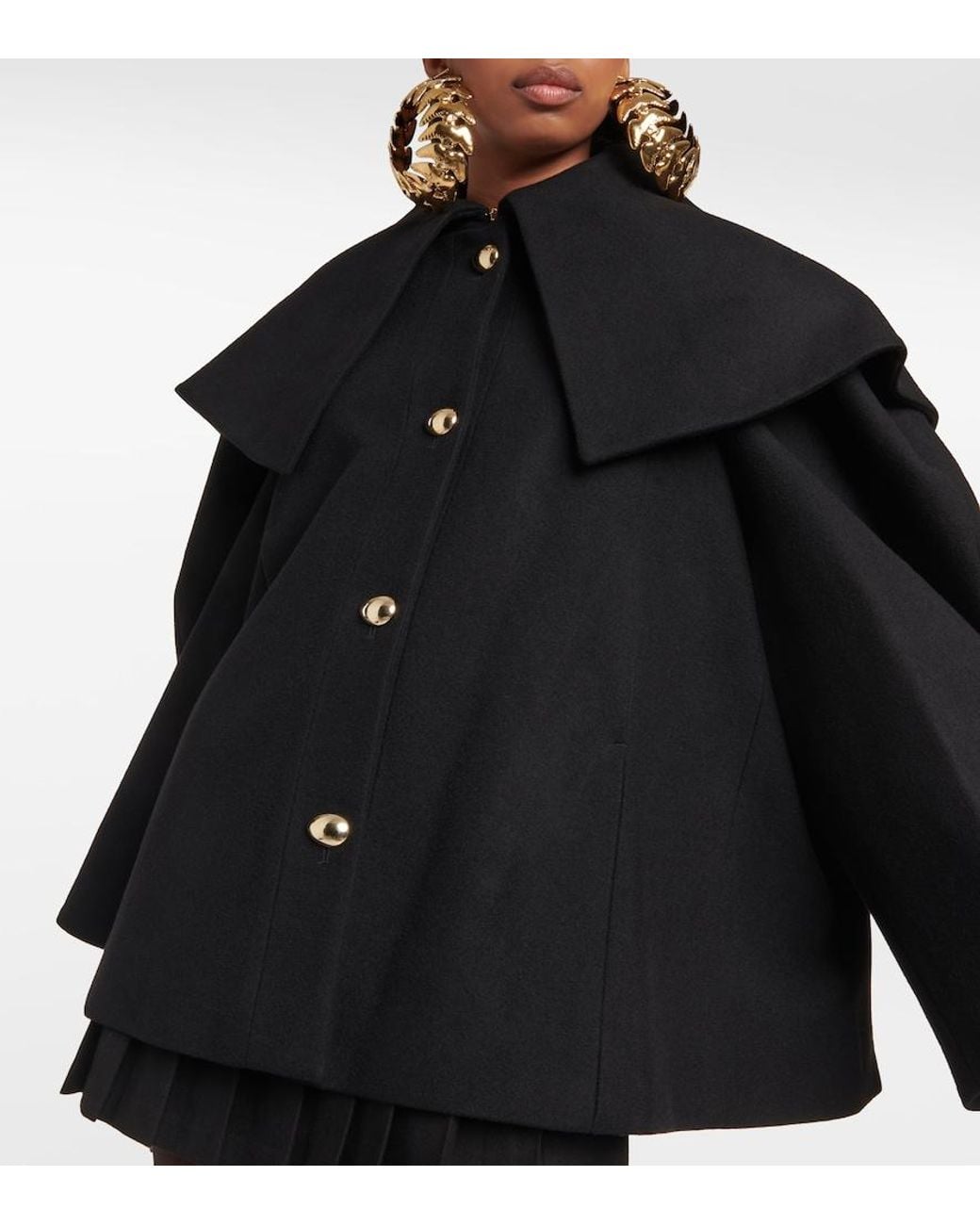 Nina Ricci Black Wool-Blend Coat