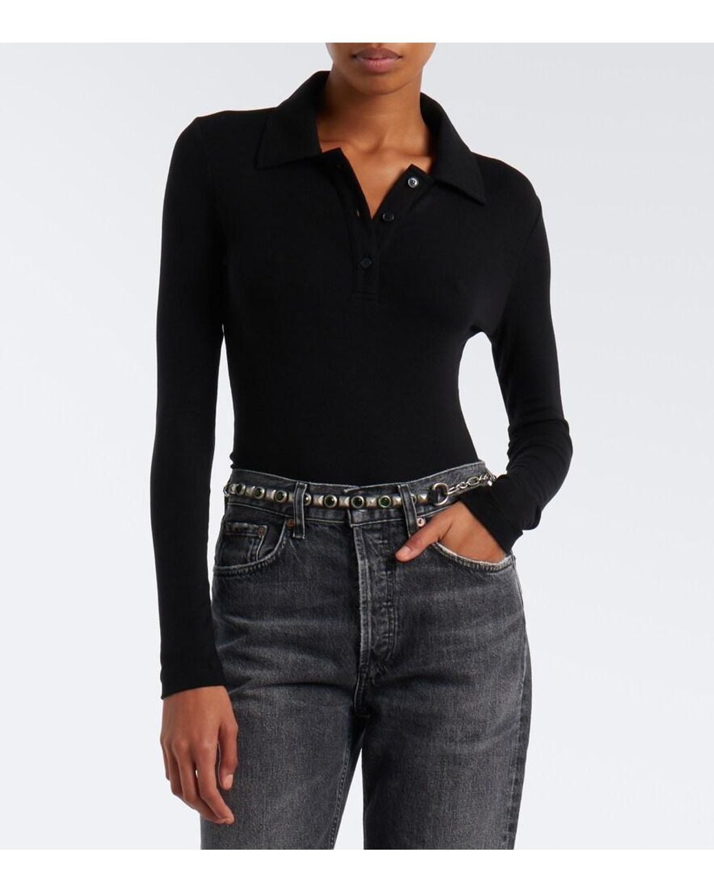 Agolde Black Amos Polo Sweater